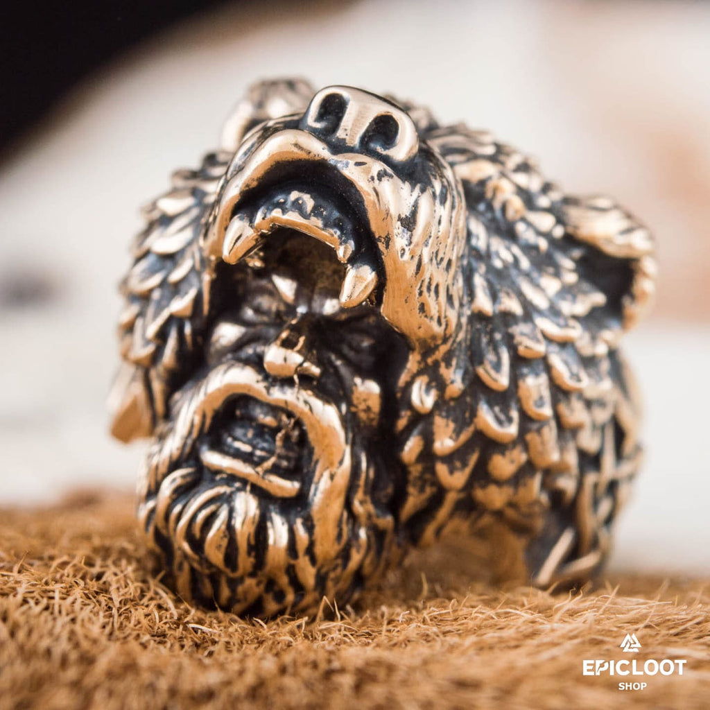 Berserker Ring Bear Bronze Viking Ring