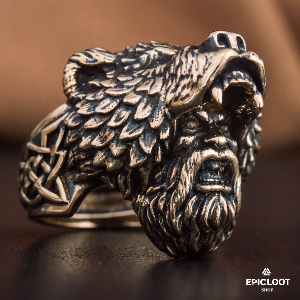 Berserker Ring Bear Bronze Viking Ring