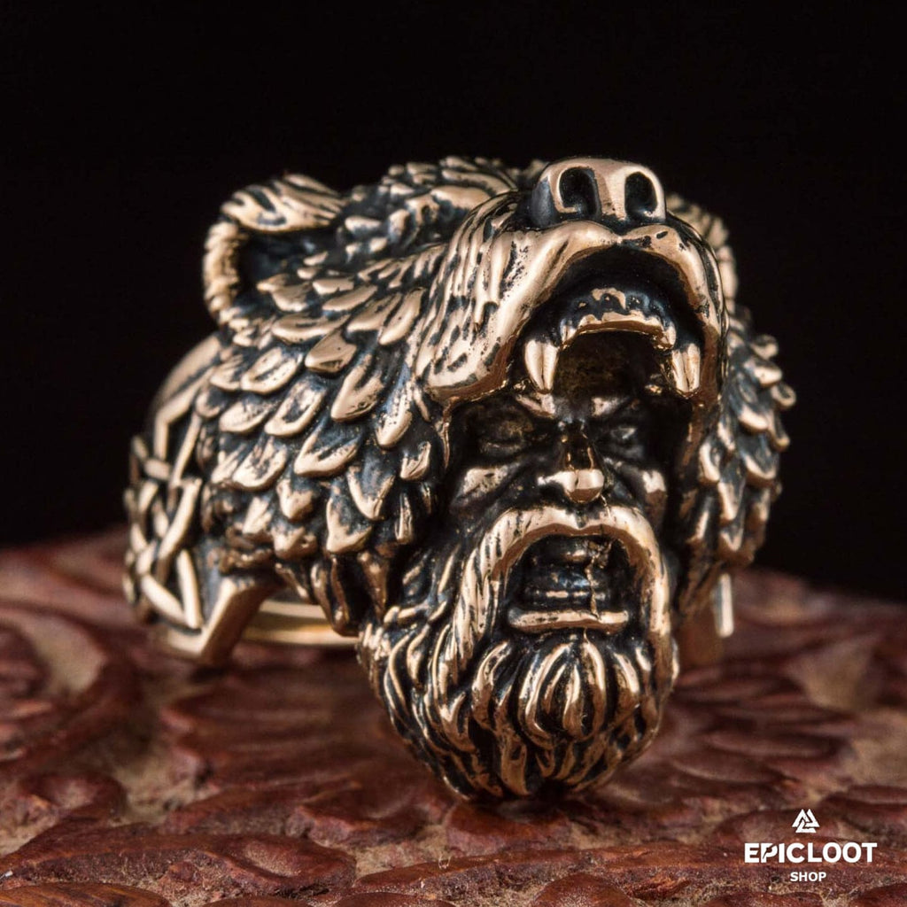 Berserker Ring Bear Bronze Viking Ring