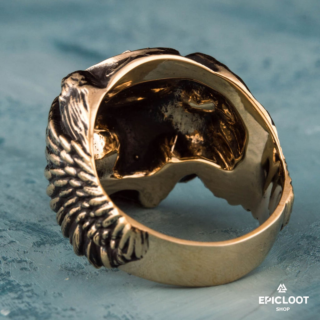 Valknut Symbol Bronze Viking Skull Ring