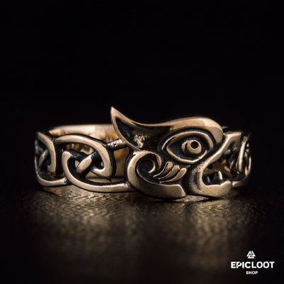 Fenrir Decorated Bronze Norse Ring