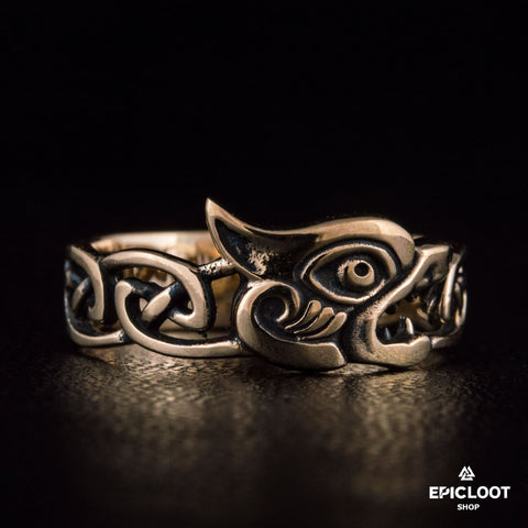 Fenrir Decorated Bronze Norse Ring
