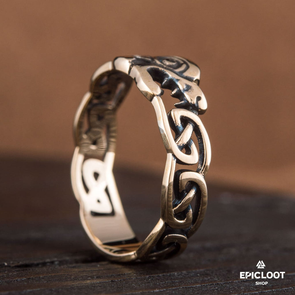 Fenrir Decorated Bronze Norse Ring