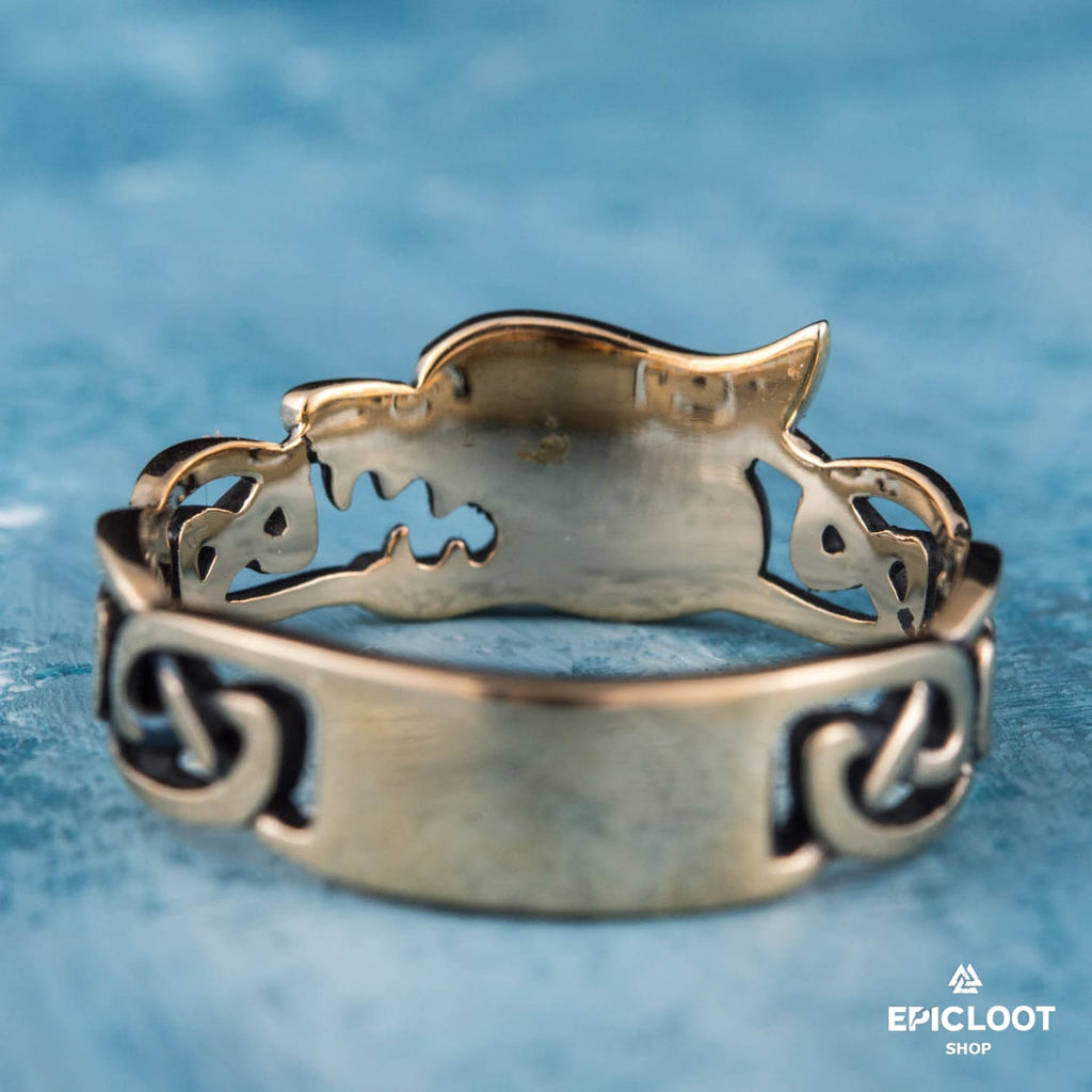 Fenrir Decorated Bronze Norse Ring