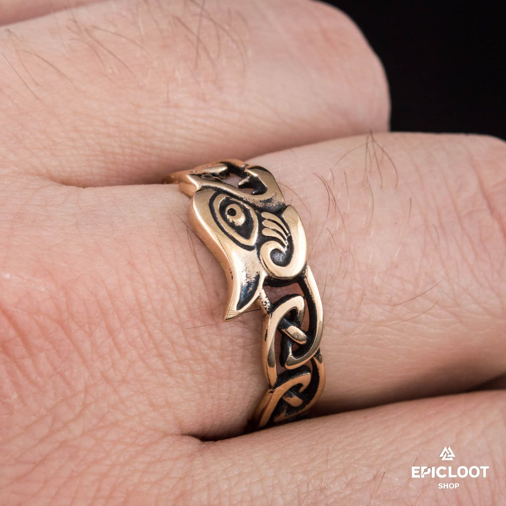 Fenrir Decorated Bronze Norse Ring