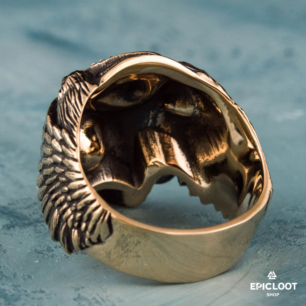 Helm Of Awe Symbol Bronze Skull Ring