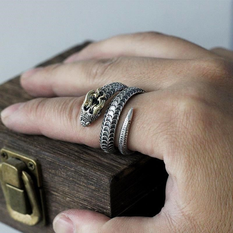 Mighty Nordic Guardian: Jormungandr Snake Ring