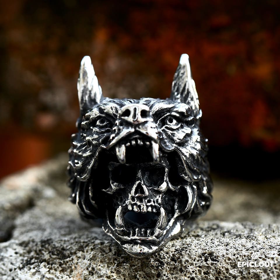 Fierce Viking Berserker Skull Ring