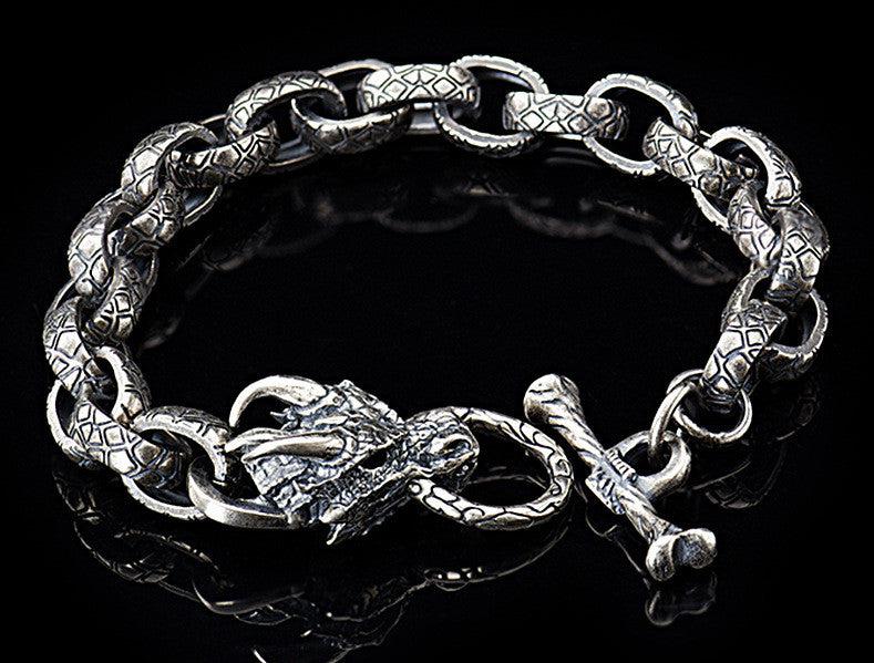 S925 Dragon Head Pure Silver Bracelet