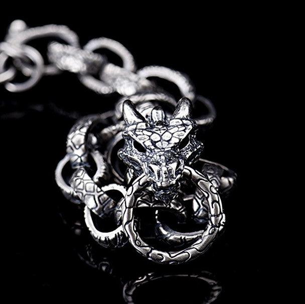 S925 Dragon Head Pure Silver Bracelet