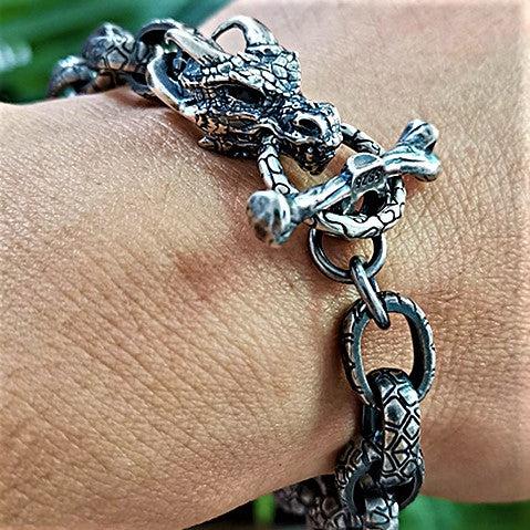 S925 Dragon Head Pure Silver Bracelet