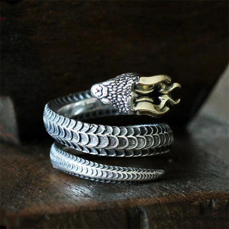 Mighty Nordic Guardian: Jormungandr Snake Ring