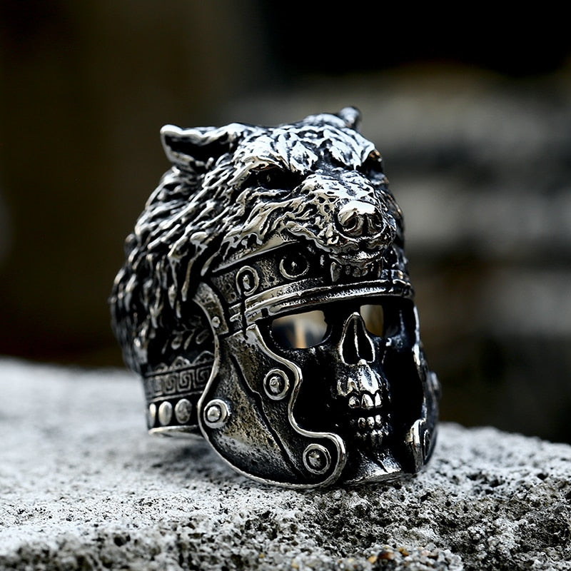 Bold Viking Berserker Warrior Skull Ring