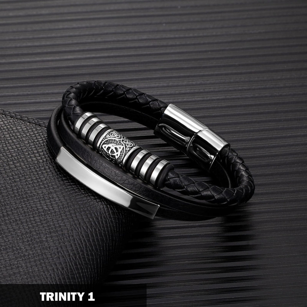 Norse Symbols Viknig Leather Bracelet