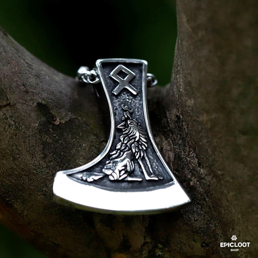 Two side Viking axe Necklace