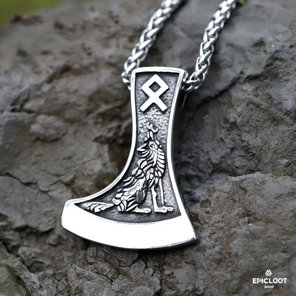 Two side Viking axe Necklace
