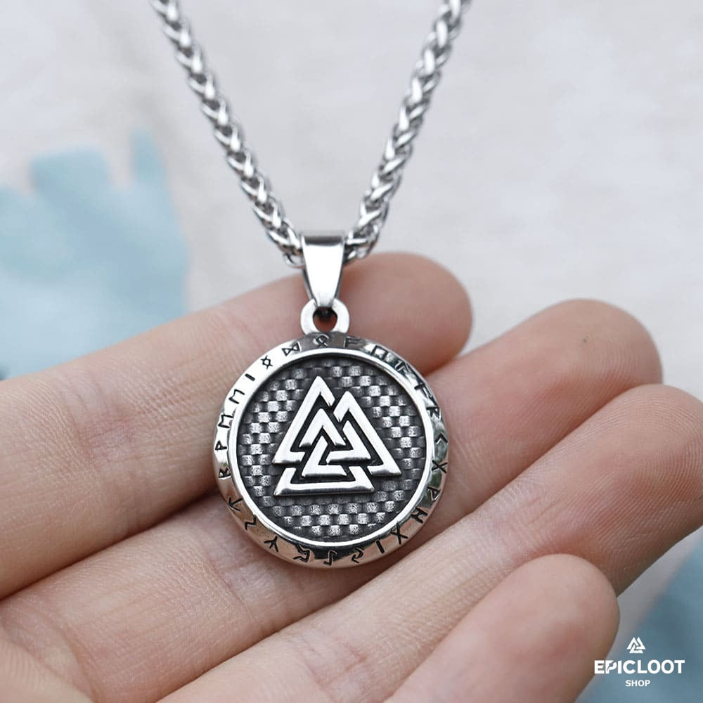 Viking Shield With Valknut Symbol Viking Necklace