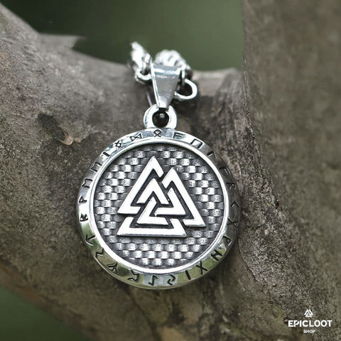 Viking Shield With Valknut Symbol Viking Necklace