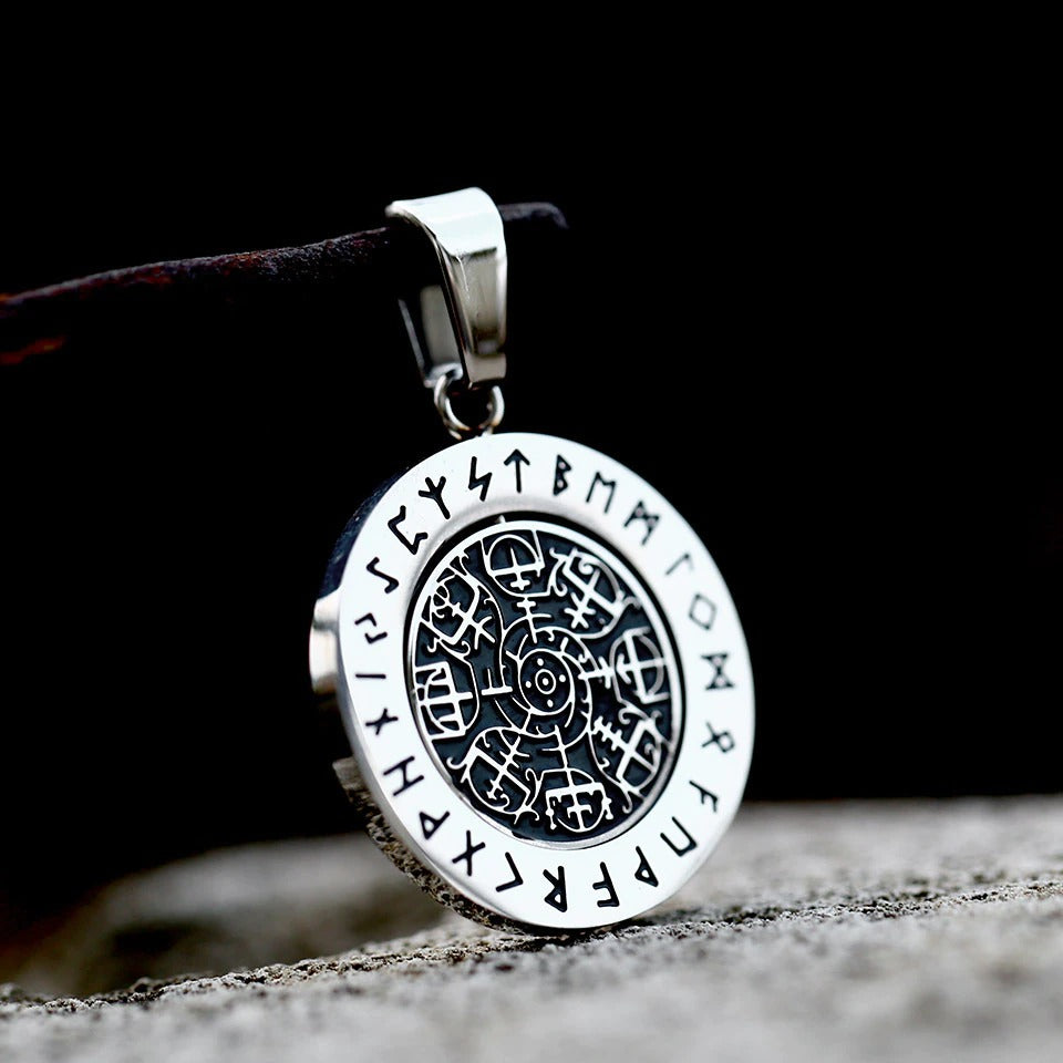 Runic Vegvisir Rotating Pendant.