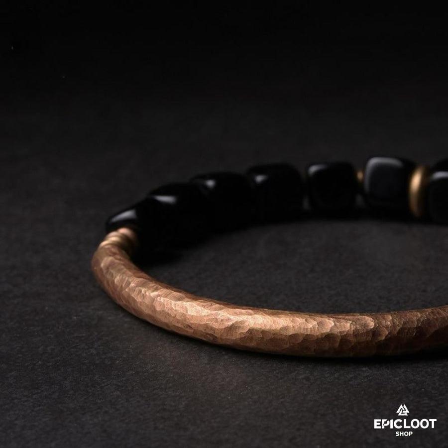 Cubic Black Stones Antique Copper Bracelet