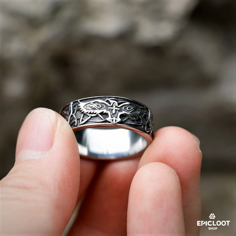 Decorative Norse Raven Viking Ring