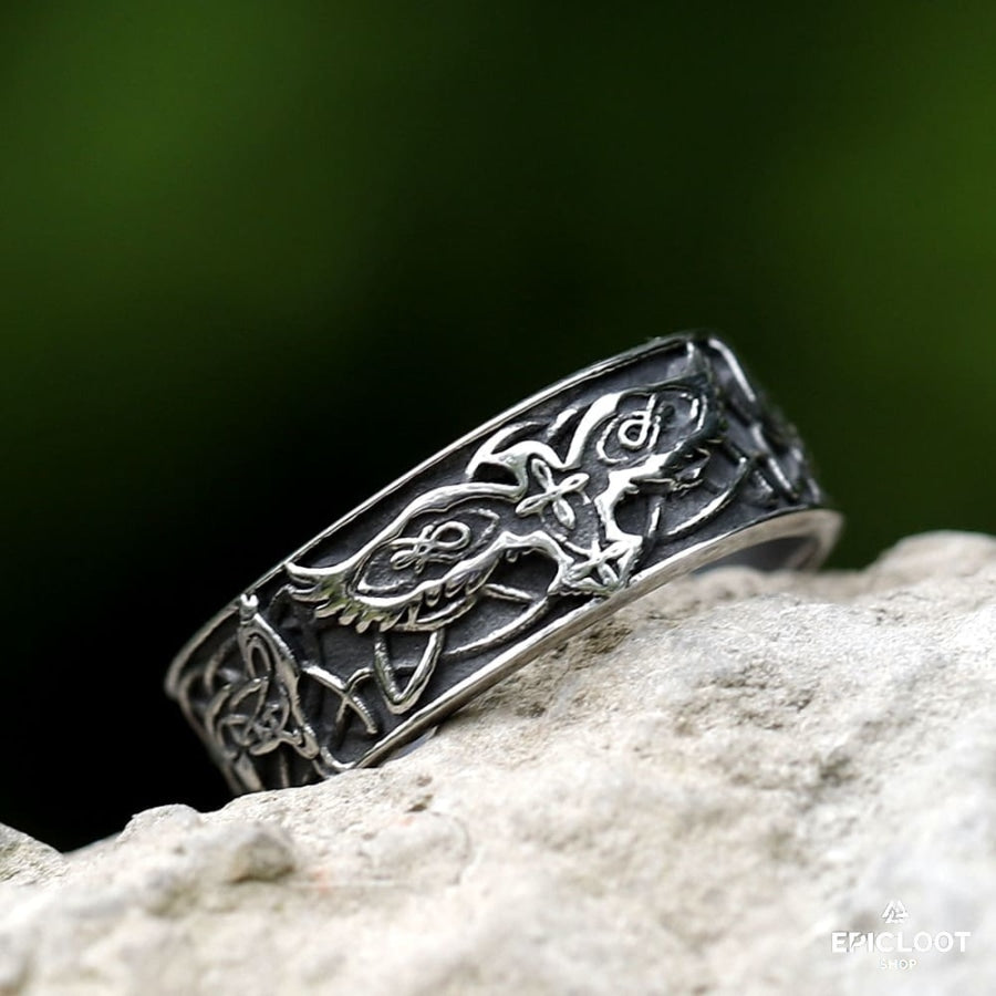 Decorative Norse Raven Viking Ring