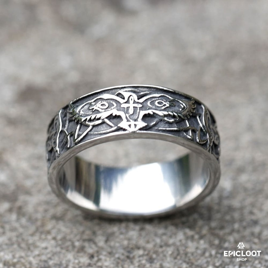 Decorative Norse Raven Viking Ring