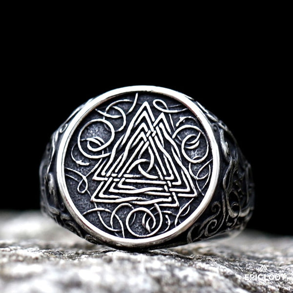 Noorse Viking Valknut Ringen, Mens RVS Odin's Symbool Ring, Handgemaakte Vintage Pirate Ring Rock Gothic Hip Hop Amulet Sieraden(12 Noorse Viking Valknut Ringen, Mens RVS Odin's Symbool Ring, Handgemaakte Vintage Pirate Ring Rock Gothic Hip Hop Amulet Sieraden(12