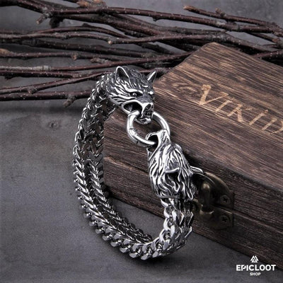 Fenrir Head Viking Bracelet