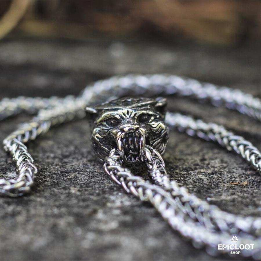 Fenrir Wolf Head Pendant Neckalce
