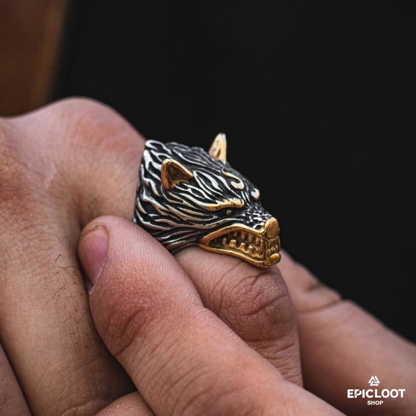 LOOT Artisan Jewelry Fenrir ring925×750 Fenrir Wolf Ring Adjustable Bronze - Northlord
