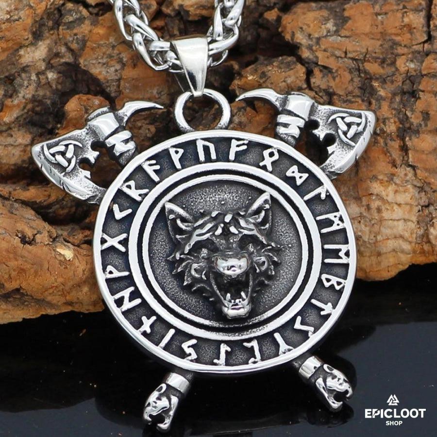 Fenrir Wolf Runic Axe Neckalce