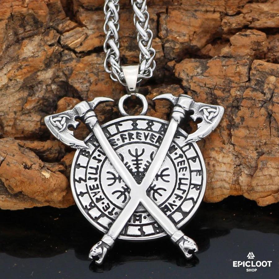Fenrir Wolf Runic Axe Neckalce