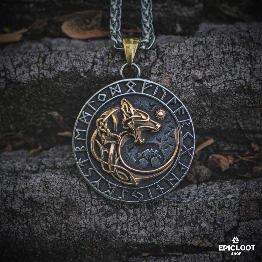 Fenrir Wolf Runic Necklace