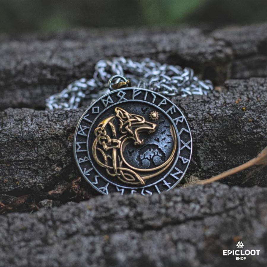 Fenrir Wolf Runic Necklace