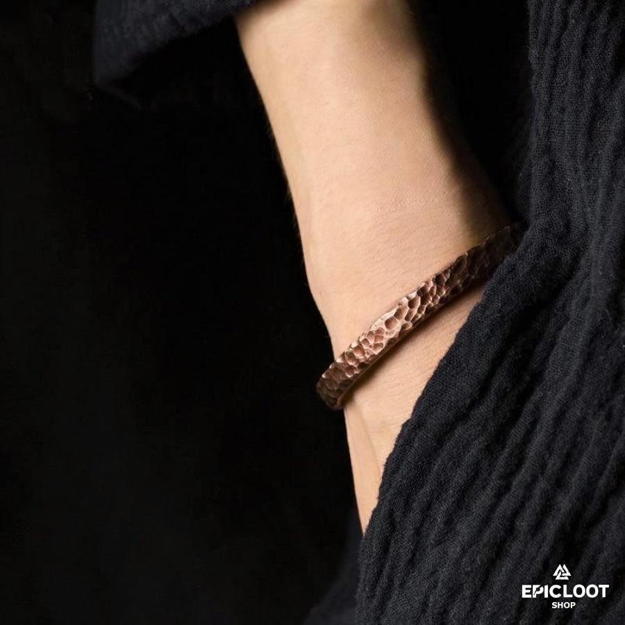 Forged Solid Copper Vintage Bracelet - Norse Women's Bracelet - Detailed View | Epic Loot Shop