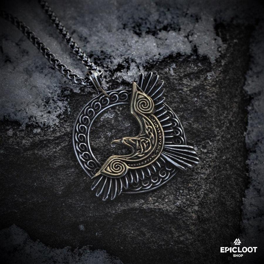 Guarding Raven Pendant Necklace