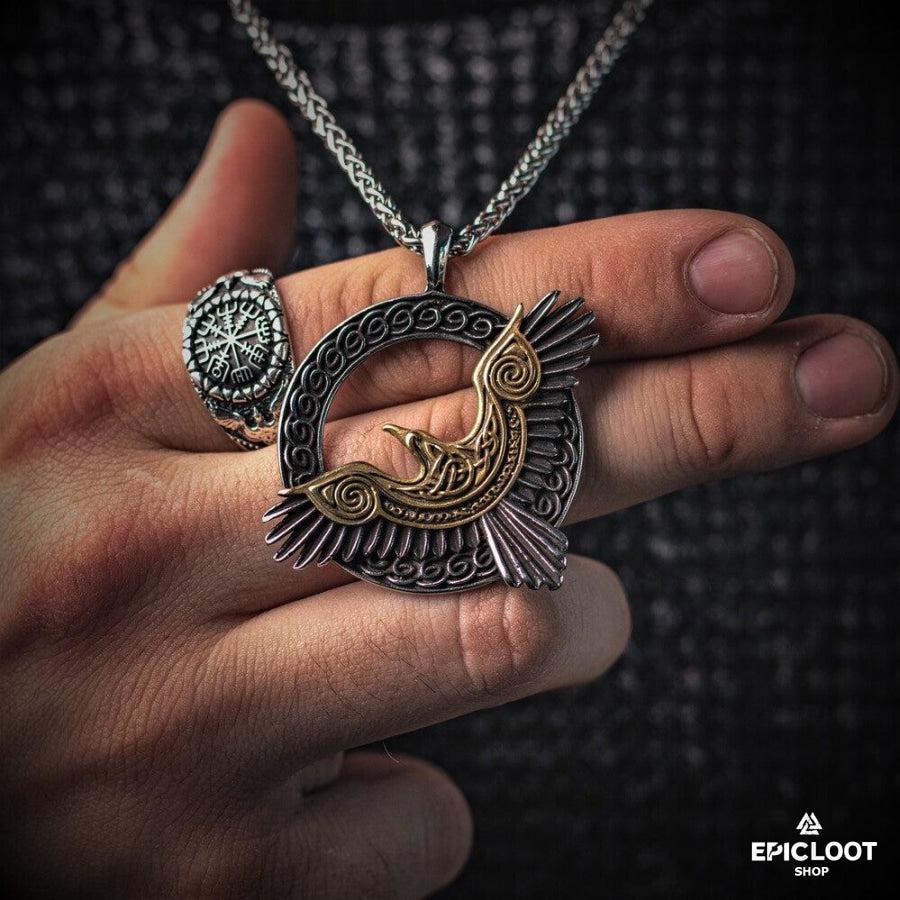 Guarding Raven Pendant Necklace