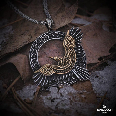Guarding Raven Pendant Necklace