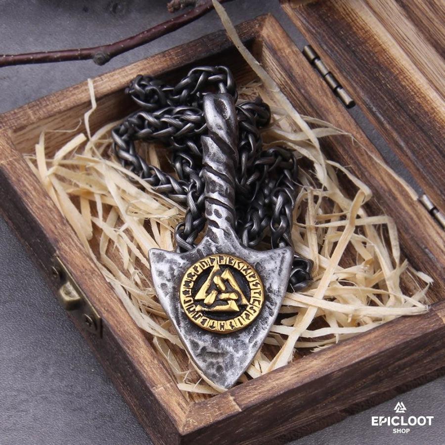 Gungnir Spear Valknut Symbol Necklace