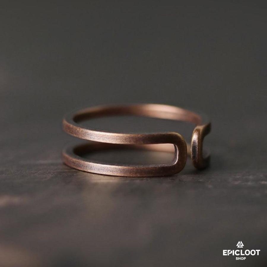Handmade Solid Copper Vintage Style Ring - Norse Women's Ring - Close-up | Epic Loot Shop