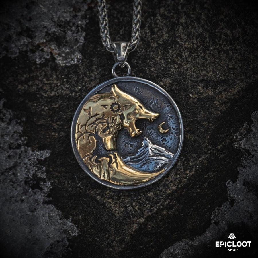 Hati wolf chase the moon pendant necklace