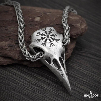 Helm of Owe Raven Skull Necklace