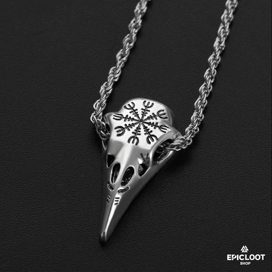 Helm of Owe Raven Skull Necklace