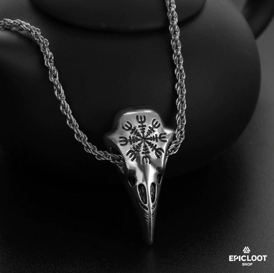 Helm of Owe Raven Skull Necklace