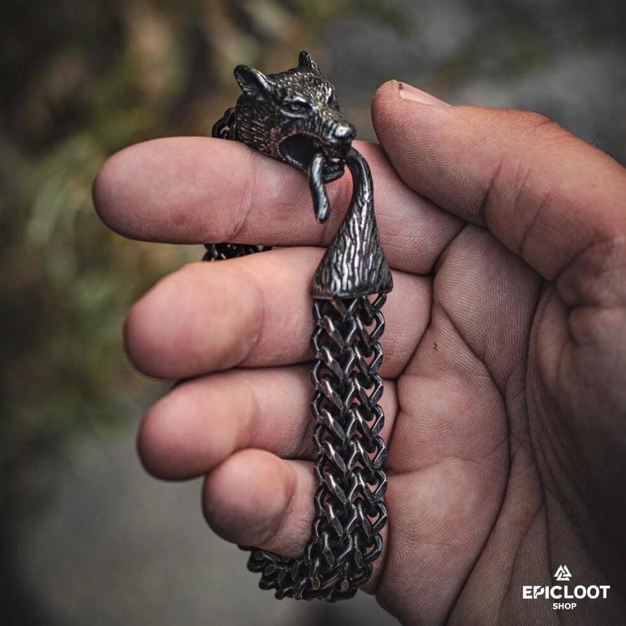 Huge Fenrir Wolf Bracelet - Viking Bracelet - Authentic Design View | Epic Loot Shop