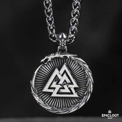 Jormungandr Dragon Valknut Neckalce