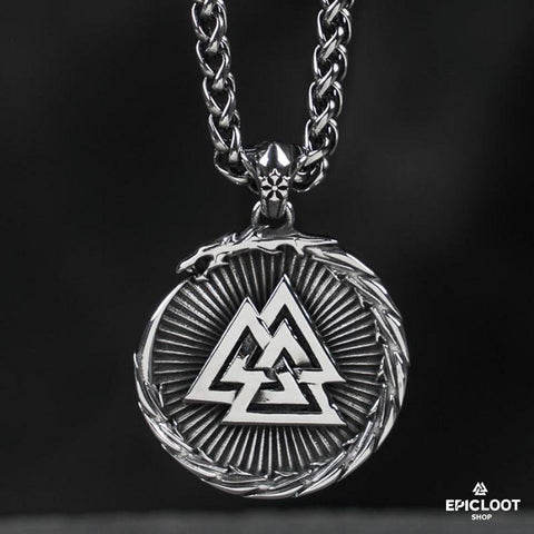 Jormungandr Dragon Valknut Neckalce