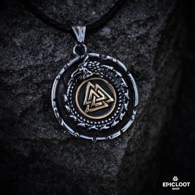 Jormungandr Surrounds Valknut Pendant