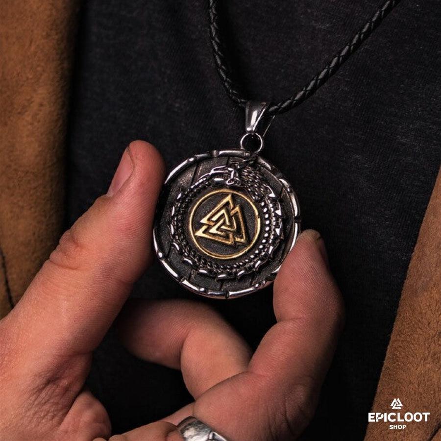 Jormungandr Surrounds Valknut Pendant